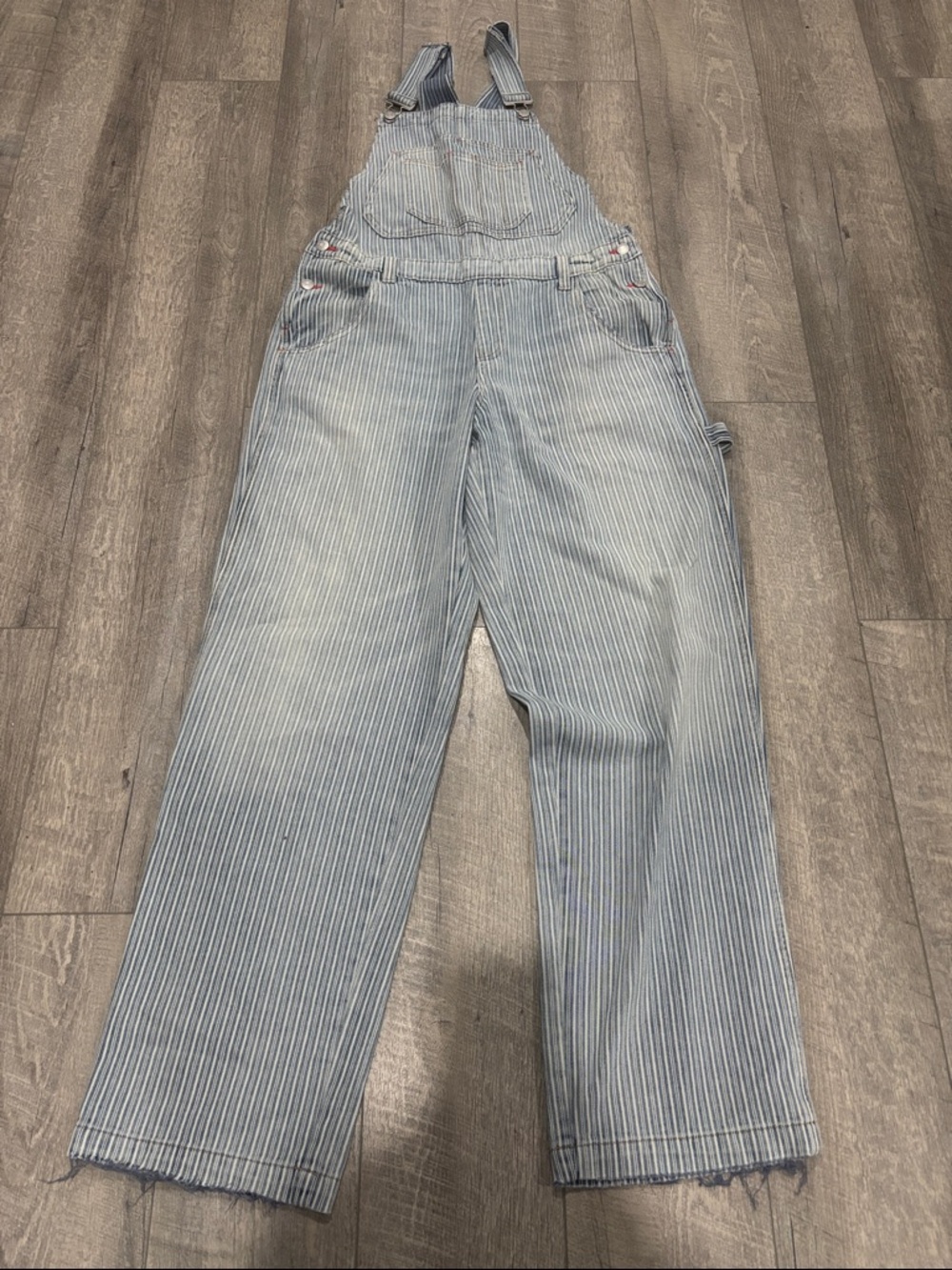 wild fable Light Blue & White Striped Denim Overalls